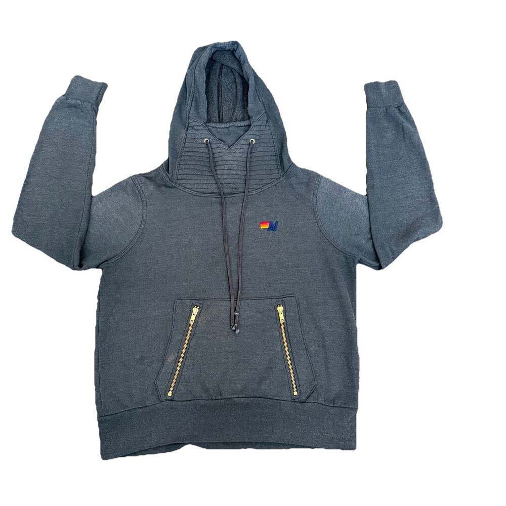 Aviator Nation Ninja Pullover Gray Hoodie Funnel Neck Women's XS Loungewear Read